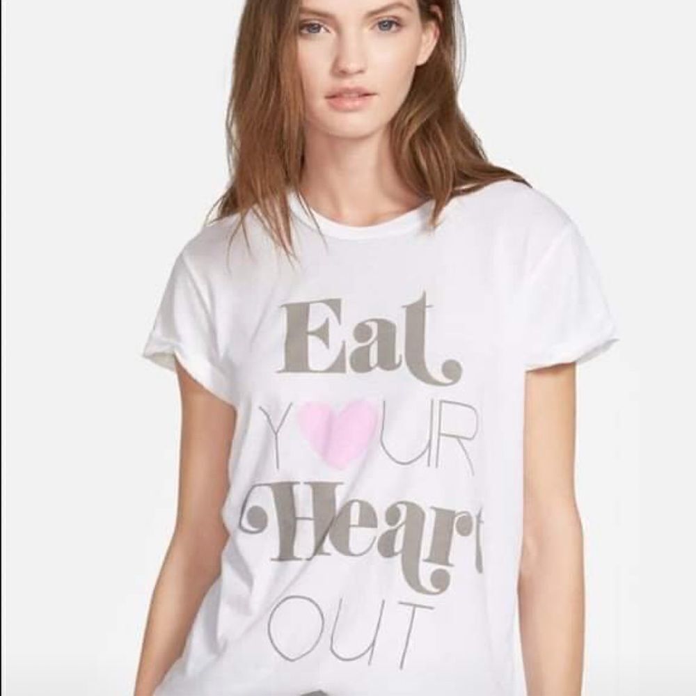 Wildfox Couture Fun White "eat your heart out" short sleeve casual cotton top